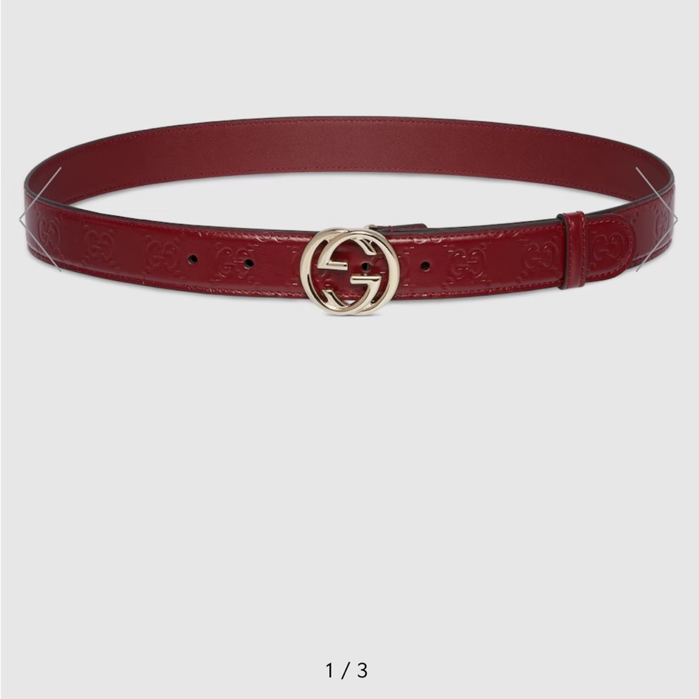Gucci Red Leather Belt with Iconic GG Buckle